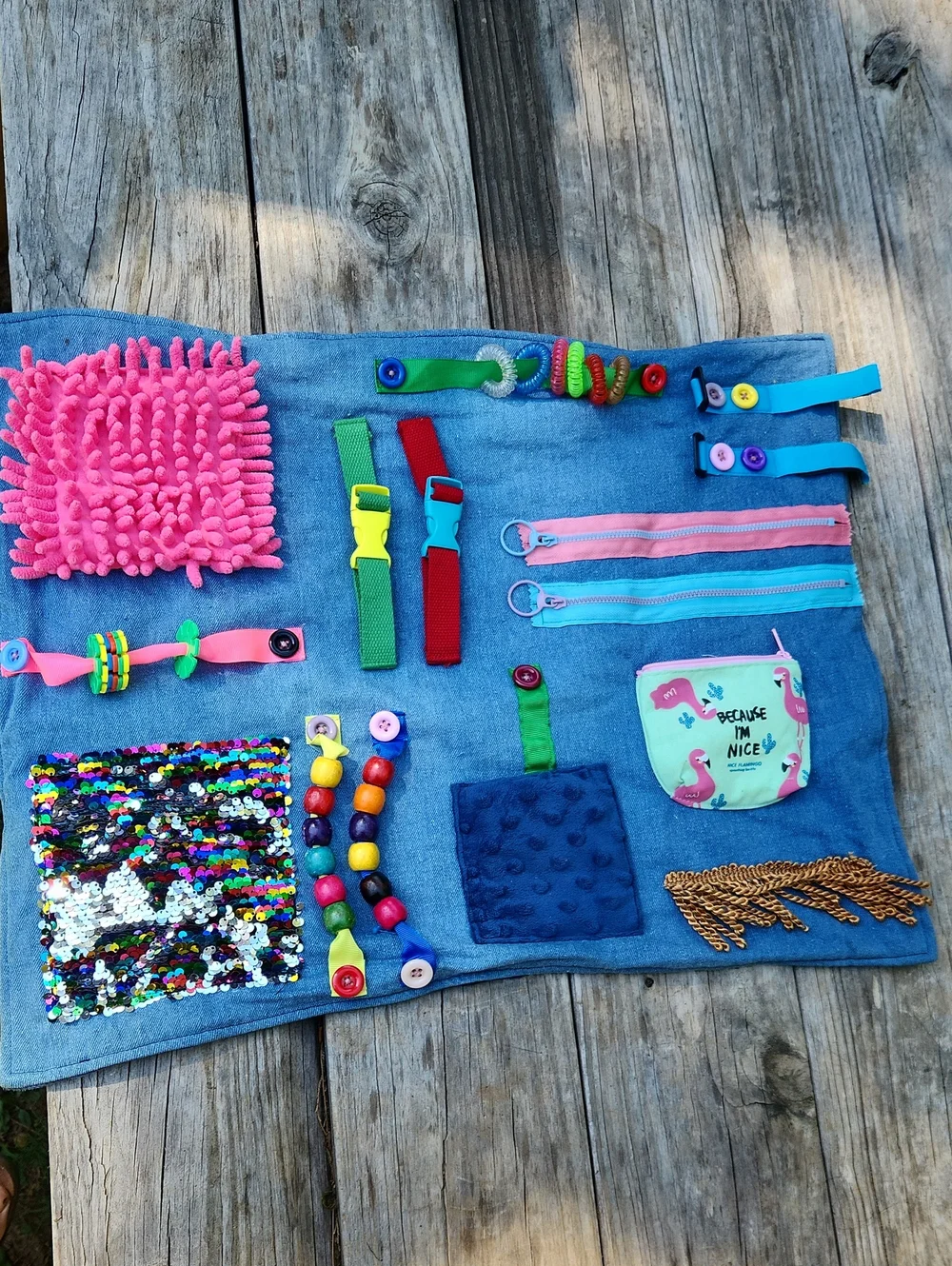 Kids Sensory Activity Mat - Pink, Blue & Multicolor